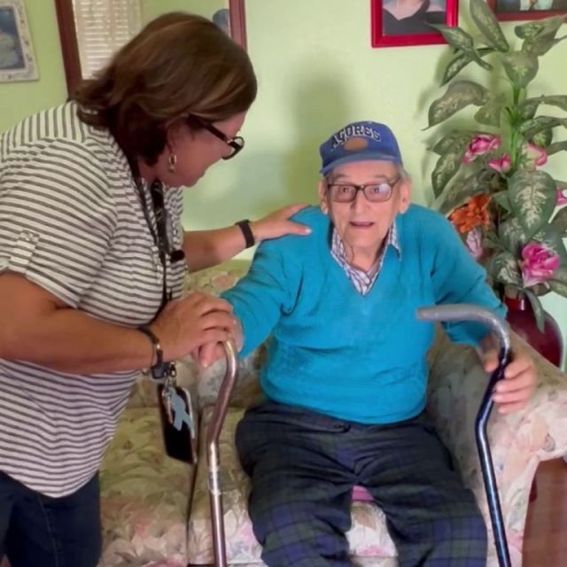 case managment staff member with elderly gentleman